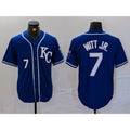 Kansas City Royals #7 Bobby Witt Jr Number Royal Fotopoulosg Cool Base Stitched Jersey