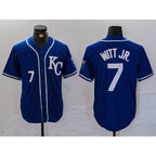 Kansas City Royals #7 Bobby Witt Jr Number Royal Fotopoulosg Cool Base Stitched Jersey