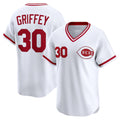Cincinnati Reds #30 Ken Griffey White Fotopoulosg Throwback Cooperstown Collection Limited Jersey