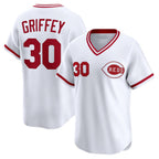 Cincinnati Reds #30 Ken Griffey White Fotopoulosg Throwback Cooperstown Collection Limited Jersey