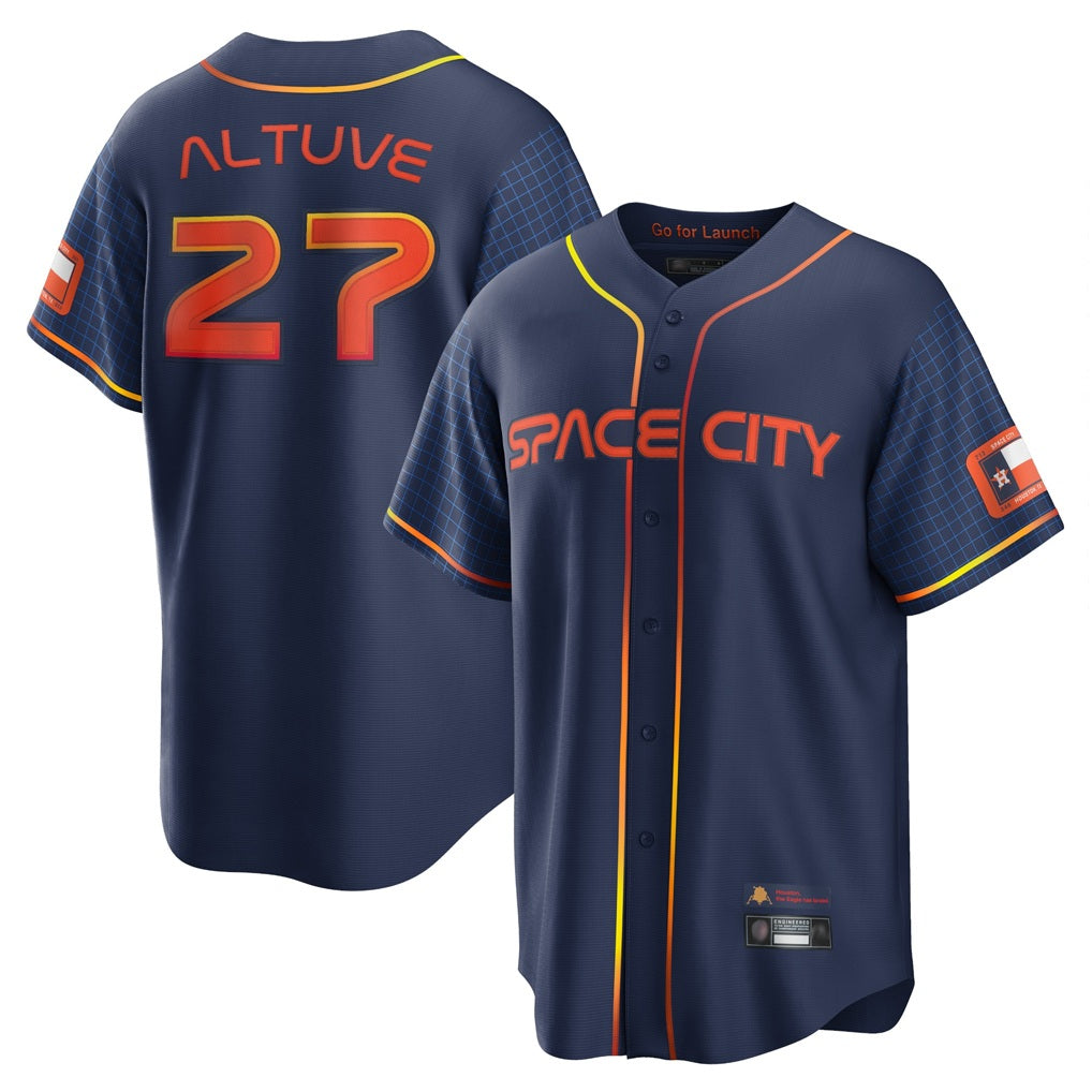 Houston Astros #27 Jose Altuve Player Navy Fotopoulosg City Connect Home Game Stitched Jerseys