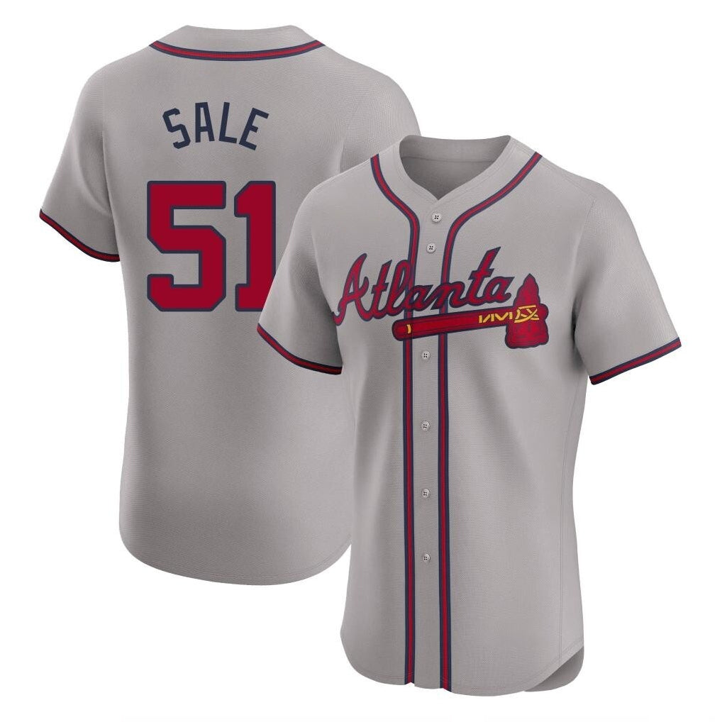 Atlanta Braves #51 Chris Sale Player Gray Fotopoulosg Limited Elite Home Game Stitched Jerseys