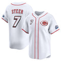 Cincinnati Reds #7 Spencer Steer White Fotopoulosg 2025 Speedway Classic Home Limited Stitched Jersey