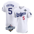 Los Angeles Dodgers #5 Freddie Freeman Player White Fotopoulosg World Series Limited Elite Home Stitched Jerseys