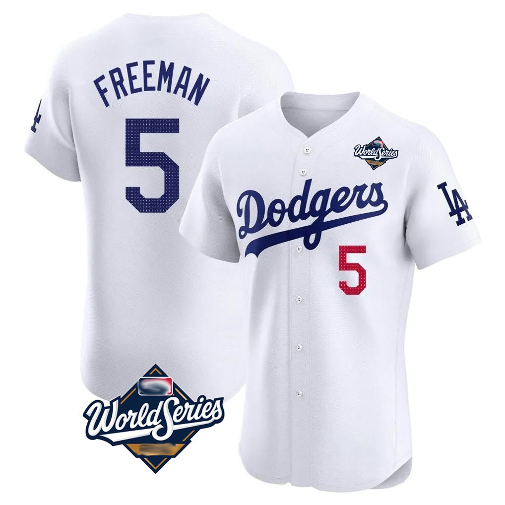 Los Angeles Dodgers #5 Freddie Freeman Player White Fotopoulosg World Series Limited Elite Home Stitched Jerseys