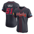 Atlanta Braves #51 Chris Sale Player Navy Fotopoulosg 2025 Speedway Classic Limited Elite Home Game Stitched Jerseys