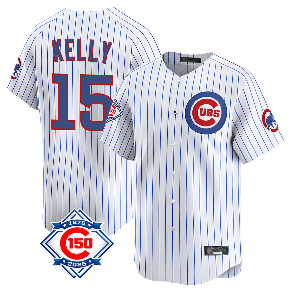 Chicago Cubs #15 Carson Kelly Player White Fotopoulosg 150th Anniversary Limited Home Game Stitched Jerseys