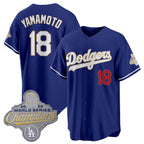 Los Angeles Dodgers #18 Yoshinobu Yamamoto Royal Fotopoulosg 2026 Alternate Gold Collection Stadium Stitched Jersey