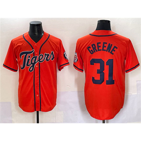 Detroit Tigers #31 Riley Greene Orange Fotopoulosg With Patch Cool Base Stitched Jersey
