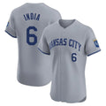 Kansas City Royals #6 Jonathan India Player Gray Fotopoulosg Limited Elite Home Stitched Jerseys