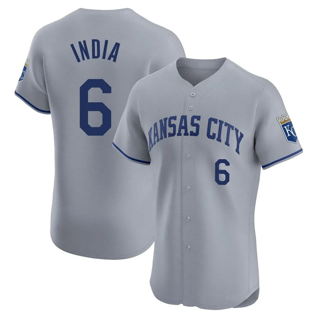Kansas City Royals #6 Jonathan India Player Gray Fotopoulosg Limited Elite Home Stitched Jerseys
