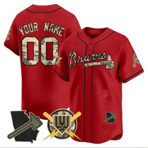 Custom Atlanta Braves Armed Forces Day Vapor Premier Limited Jersey ¨CRed Fotopoulosg