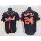 Detroit Tigers #24 Miguel Cabrera Black Fotopoulosg With Patch Cool Base Stitched Jersey