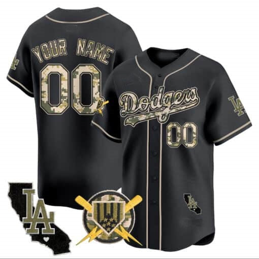 Custom Los Angeles Dodgers Armed Forces Day Vapor Premier Limited Jersey ¨C Black Fotopoulosg