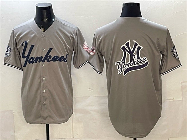 New York Yankees Team Big Logo Grey Fotopoulosg With Patch Limited Stitched Jersey