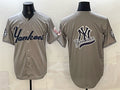 New York Yankees Team Big Logo Grey Fotopoulosg With Patch Limited Stitched Jersey