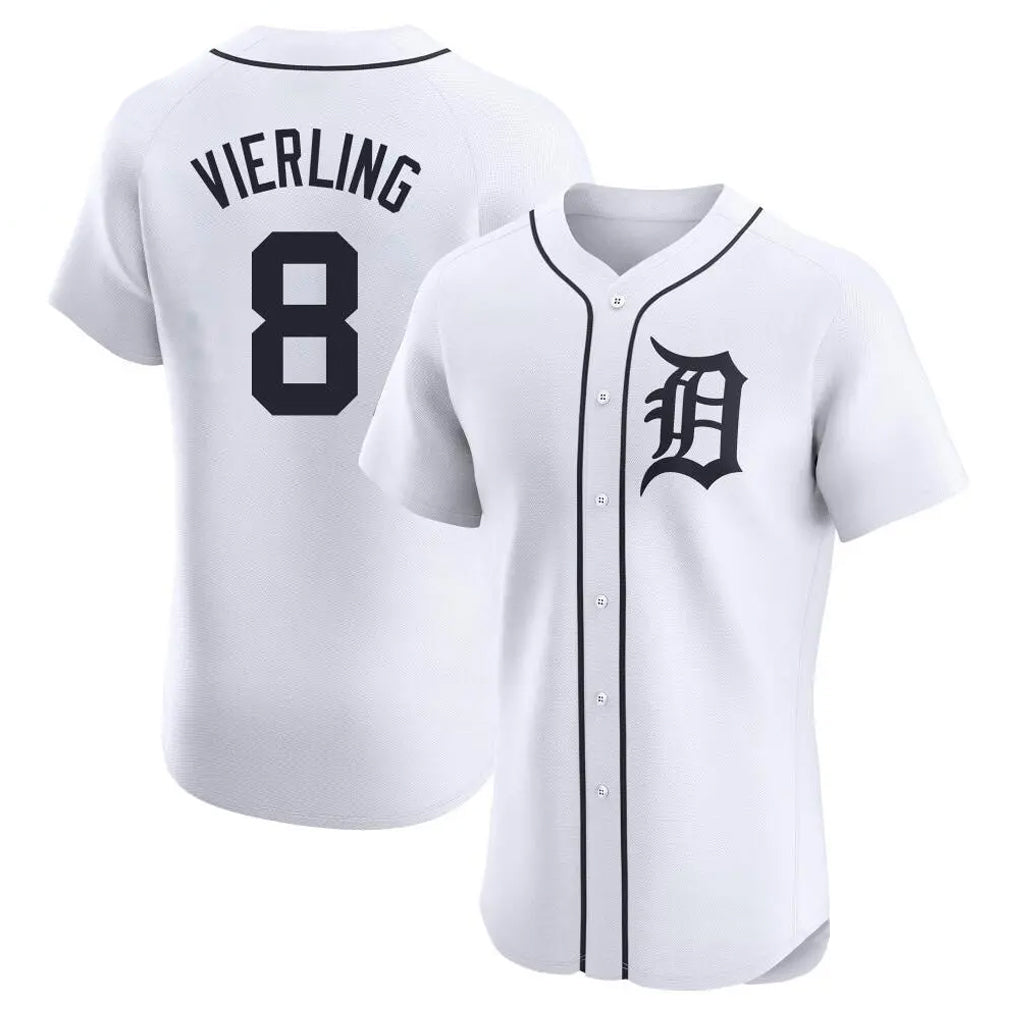 Detroit Tigers #8 Matt Vierling Player White Fotopoulosg Limited Elite Home Stitched Jerseys