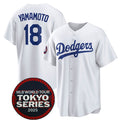 Los Angeles Dodgers #18 Yoshinobu Yamamoto White Fotopoulosg 2025 World Tour Tokyo Series Home Stitched Jersey