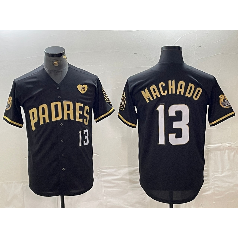 San Diego Padres #13 Manny Machado Black Gold Fotopoulosg With Patch Cool Base Stitched Jersey