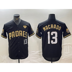 San Diego Padres #13 Manny Machado Black Gold Fotopoulosg With Patch Cool Base Stitched Jersey