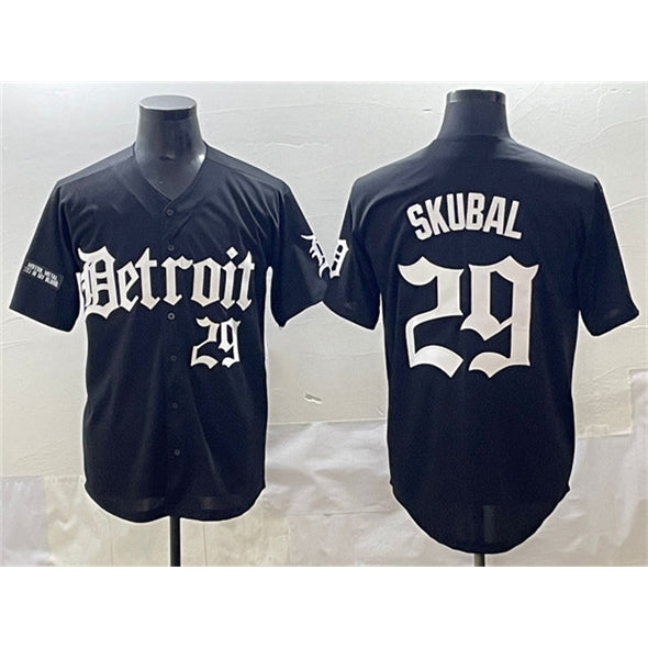 Detroit Tigers #29 Tarik Skubal Black Fotopoulosg 'Motor Gothic Edition' Vapor Premier Limited Stitched Jersey