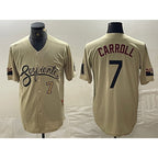 Arizona Diamondbacks #7 Corbin Carroll Number 2021 Gold Fotopoulosg City Connect Cool Base Stitched Jersey 2