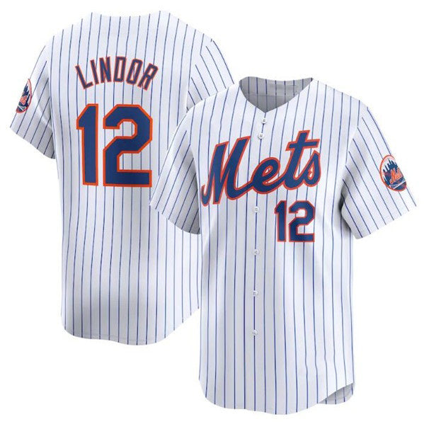 New York Mets #12 Francisco Lindor White Fotopoulosg 2024 Home Limited Stitched Jersey