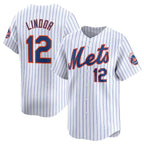 New York Mets #12 Francisco Lindor White Fotopoulosg 2024 Home Limited Stitched Jersey