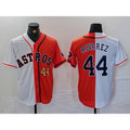 Houston Astros #44 Yordan Alvarez Number White Orange Fotopoulosg Split Stitched Jersey