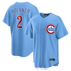 Chicago Cubs #2 Nico Hoerner Player Light Blue Fotopoulosg Home Game Stitched Jerseys