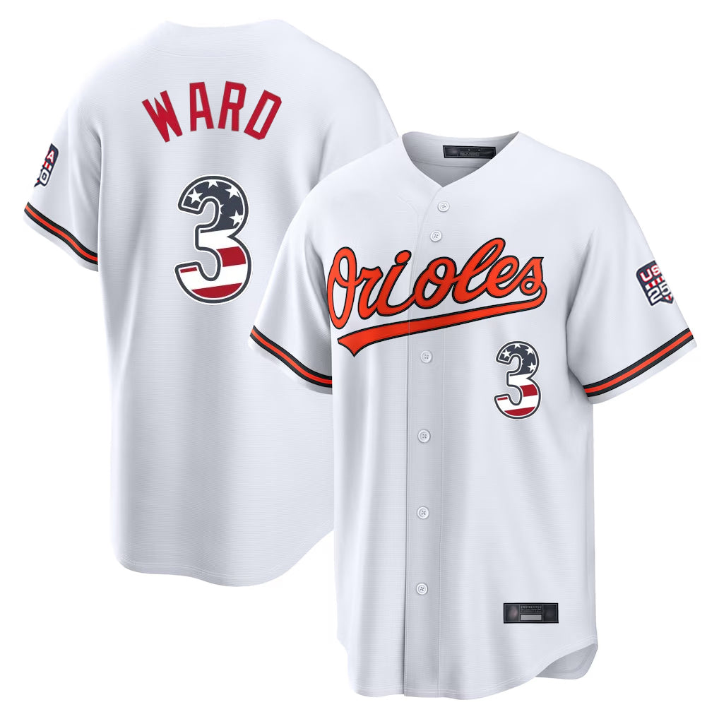 Baltimore Orioles #3 Taylor Ward Player White Fotopoulosg USA 250 Fourth of July Home Game Stitched Jerseys