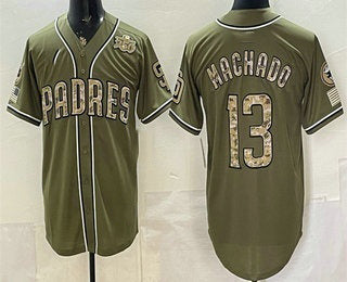 San Diego Padres #13 Manny Machado Olive Fotopoulosg 2026 Armed Forces Day Jersey