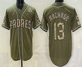 San Diego Padres #13 Manny Machado Olive Fotopoulosg 2026 Armed Forces Day Jersey