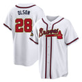 Atlanta Braves #28 Matt Olson Player White Gold Fotopoulosg Home Game Stitched Jerseys