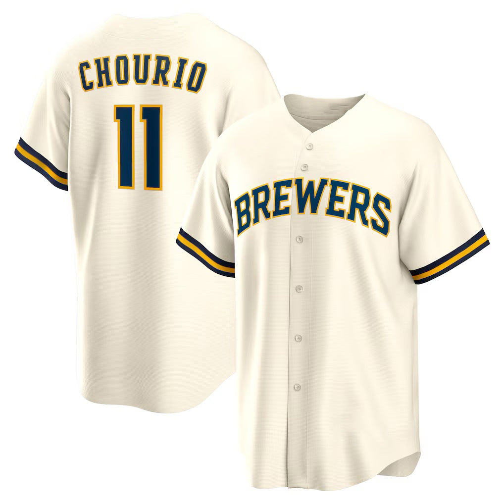 Milwaukee Brewers #11 Jackson Chourio Cream Fotopoulosg Home Replica Jersey