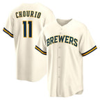 Milwaukee Brewers #11 Jackson Chourio Cream Fotopoulosg Home Replica Jersey