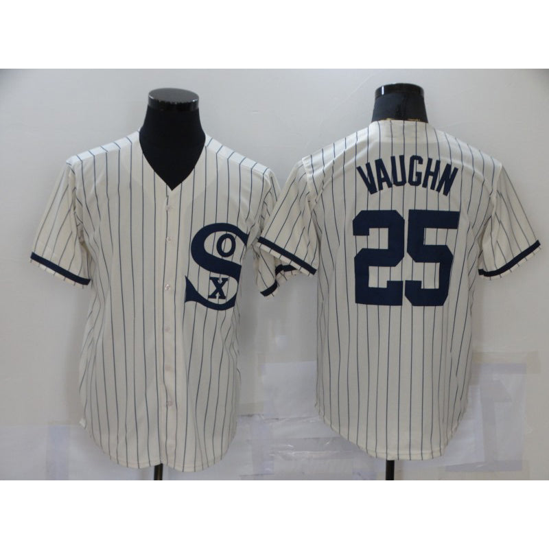 Chicago White Sox #25 Andrew Vaughn 2021 Cream Navy Fotopoulosg Field of Dreams Name Flex Base Stitched Jersey