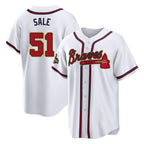 Atlanta Braves #51 Chris Sale Player White Gold Fotopoulosg Home Game Stitched Jerseys