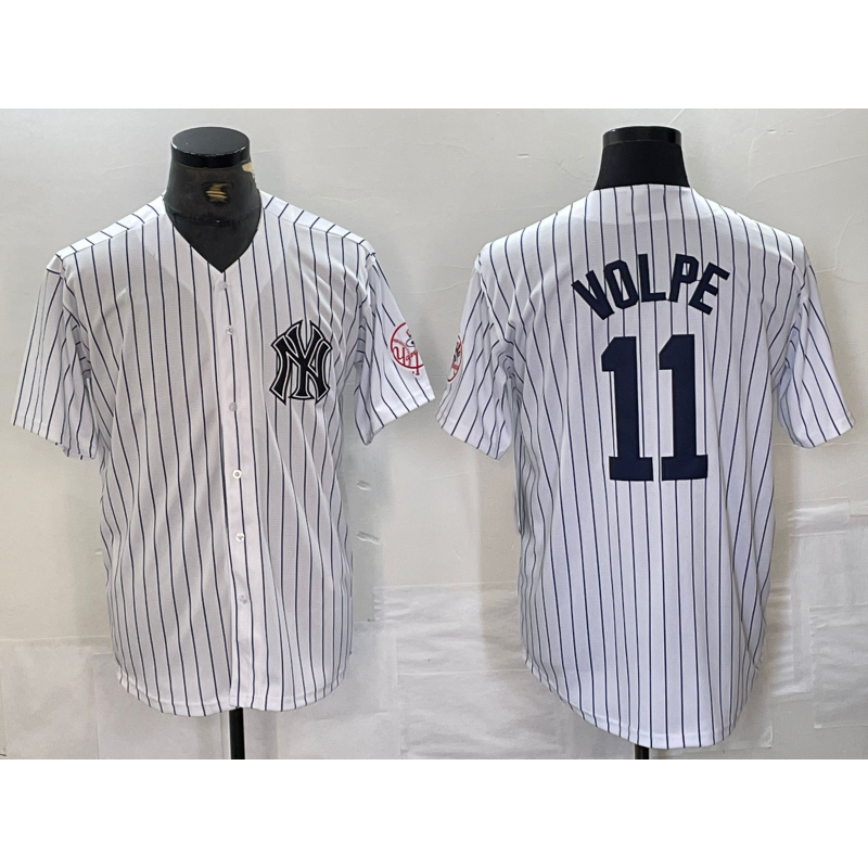 New York Yankees #11 Anthony Volpe Name White Fotopoulosg With Patch 2024 Cool Base Stitched Jersey