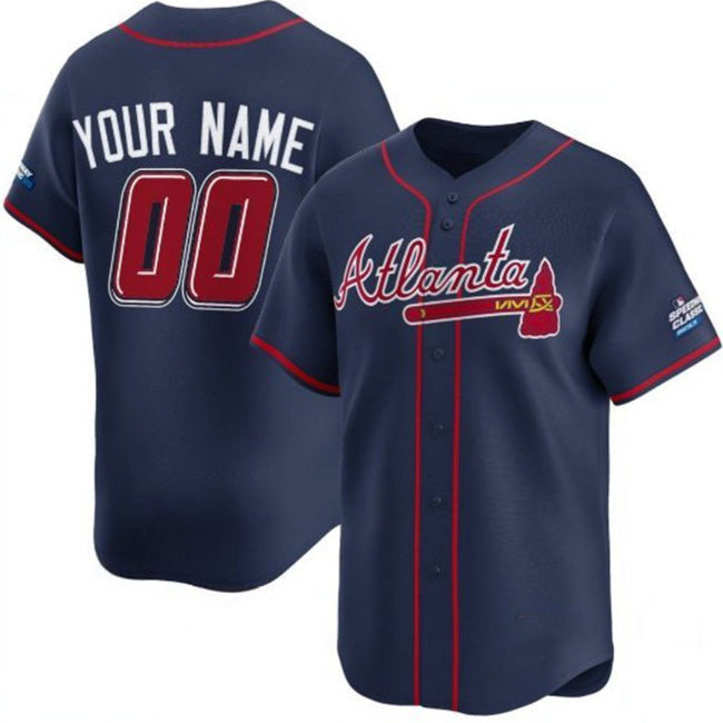 Custom Atlanta Braves Active Player Navy Fotopoulosg 2025 Speedway Classic Alternate Limited Stitched Jersey