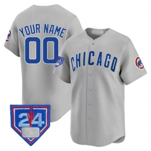 Custom Chicago Cubs 2024 Spring Training Patch Vapor Premier Limited Jersey V2 ¨C Gray Fotopoulosg