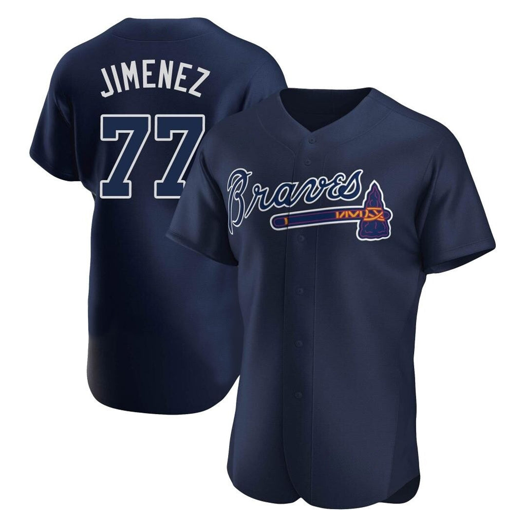 Atlanta Braves #77 Joe Jimenez Player Navy Fotopoulosg Alternate Limited Elite Home Game Stitched Jerseys