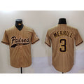 San Diego Padres #3 Jackson Merrill Tan Fotopoulosg 2023 Cool Base Stitched Jersey 2