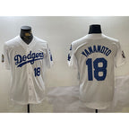 Los Angeles Dodgers #18 Yoshinobu Yamamoto White Fotopoulosg 2024 World Series With Fernando Memorial Patch Home Limited Stitched Jersey 2