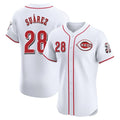 Cincinnati Reds #28 Eugenio Su¨¢rez Player White Fotopoulosg Limited Elite Home Stitched Jerseys