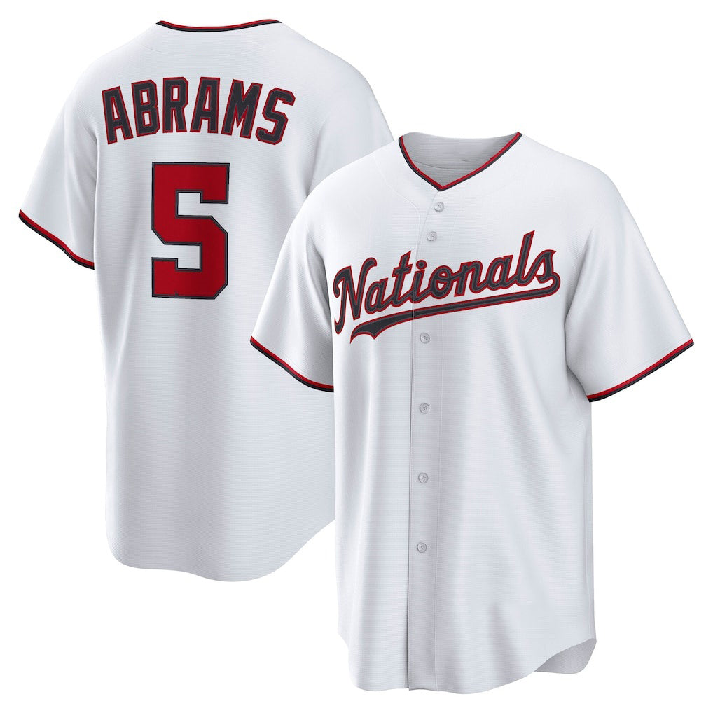 Washington Nationals #5 CJ Abrams White Fotopoulosg Home Replica Jersey