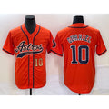 Houston Astros #10 Yuli Gurriel Number Orange Fotopoulosg With Patch Cool Base Stitched Jersey