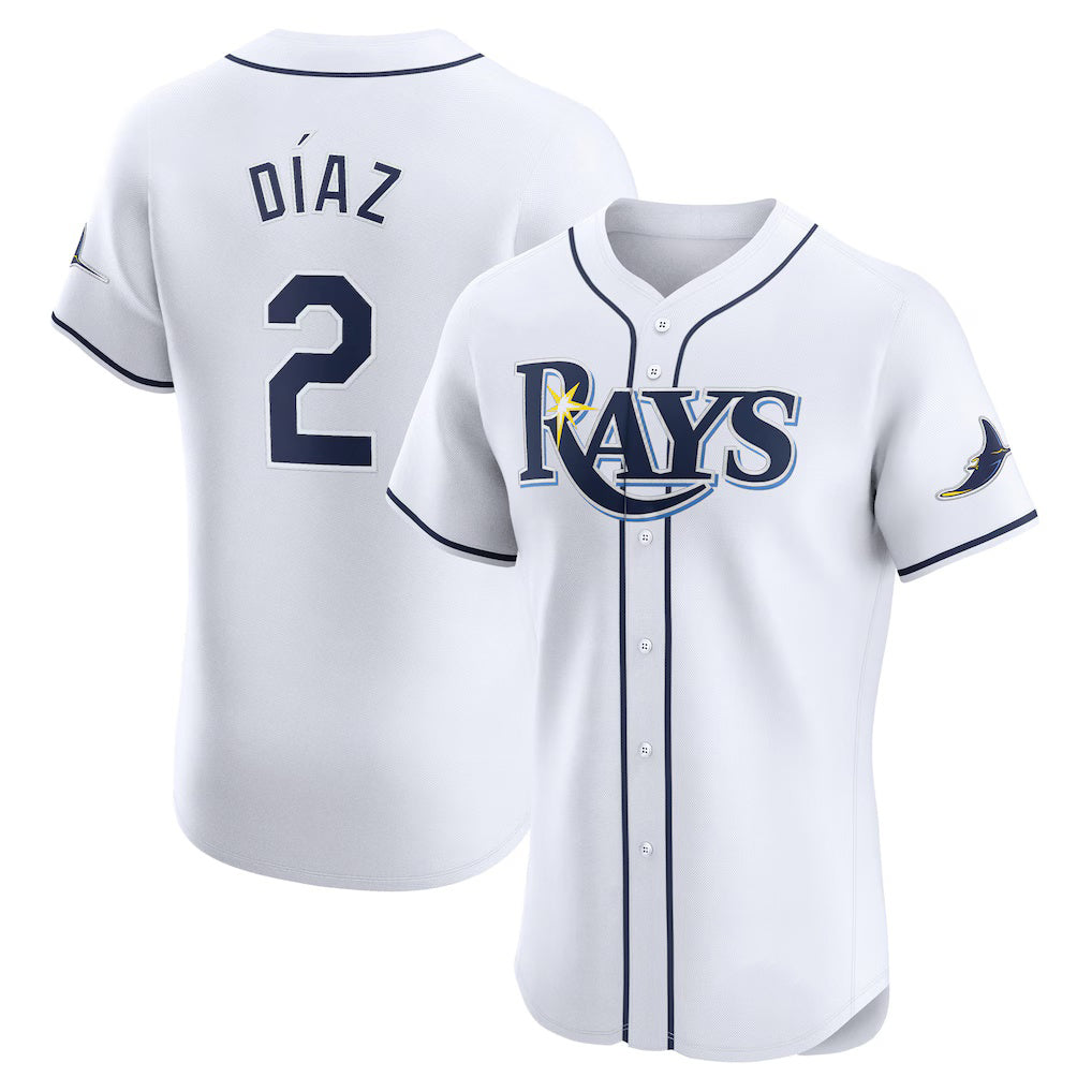 Tampa Bay Rays #2 Yandy Diaz White Fotopoulosg Home Elite Player Jersey
