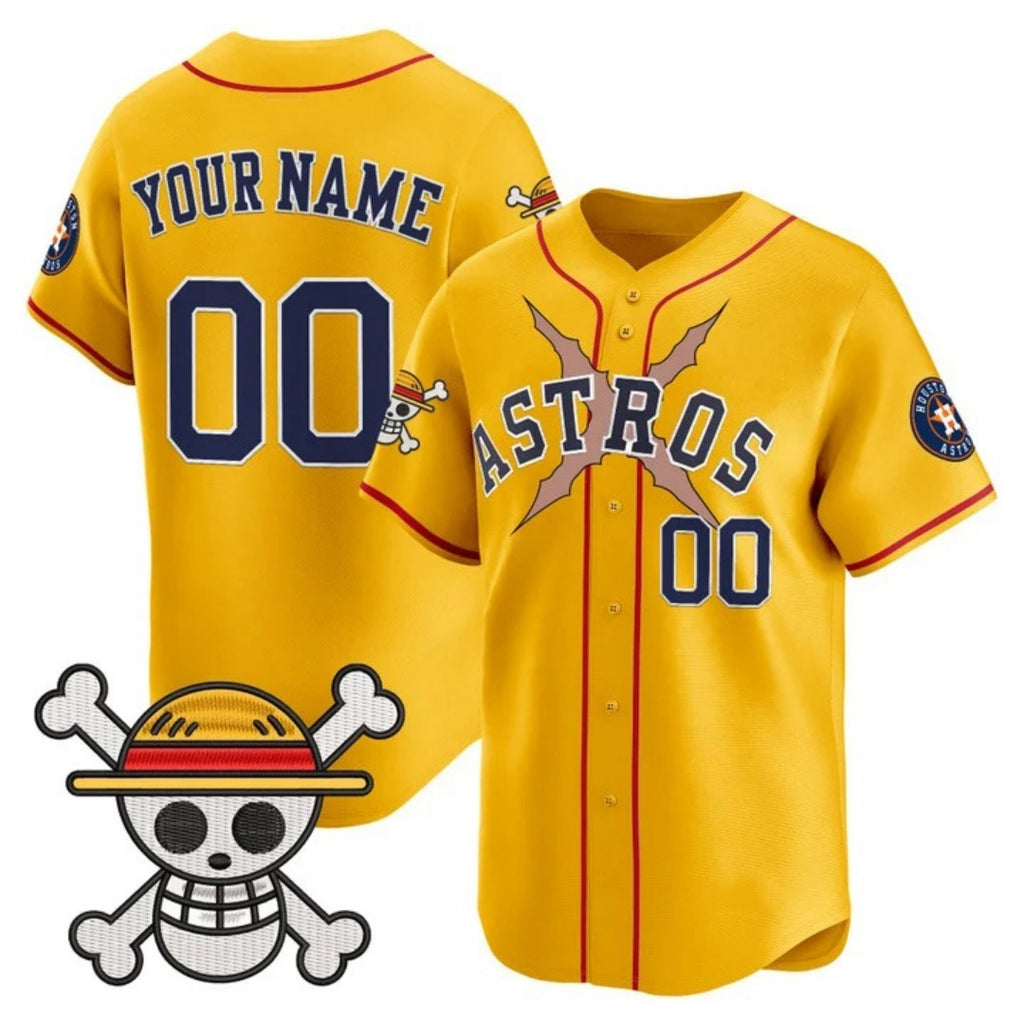 Custom Houston Astros x One Piece Gold Fotopoulosg Vapor Premier Limited Jersey - Stitched