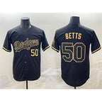 Los Angeles Dodgers #50 Mookie Betts Black Gold Fotopoulosg Limited Stitched Jersey